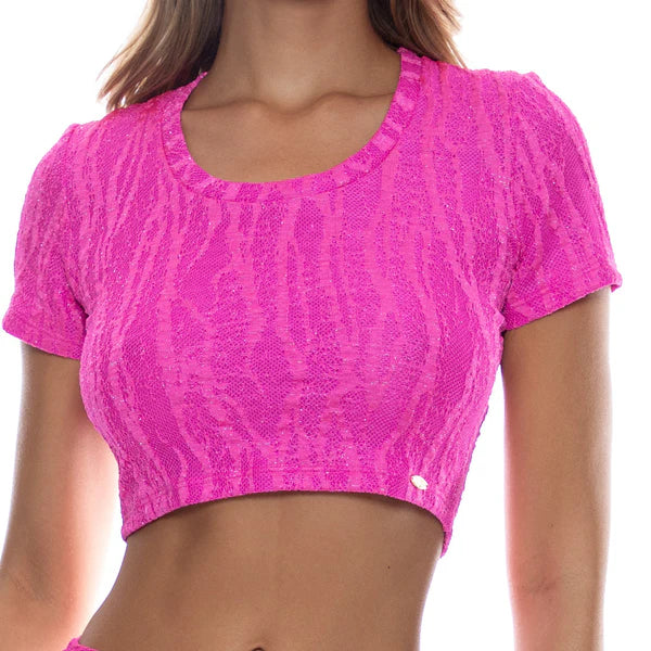 Luli Fama, Wave Chaser, Crop Top in Hot Pink