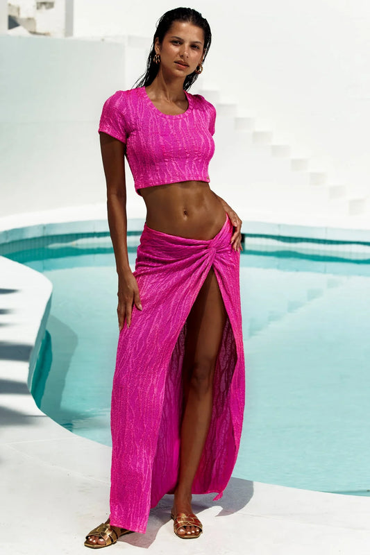 Luli Fama, Wave Chaser, Crop Top in Hot Pink