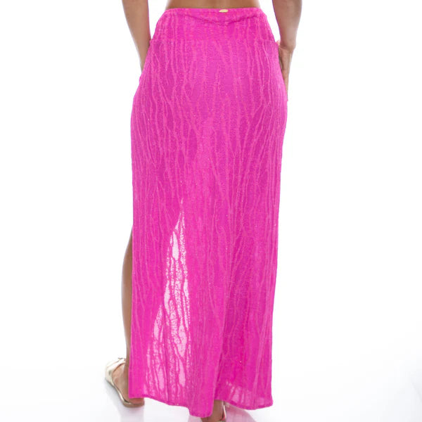Luli Fama, Wave Chaser, Twist Front Skirt, in Hot Pink