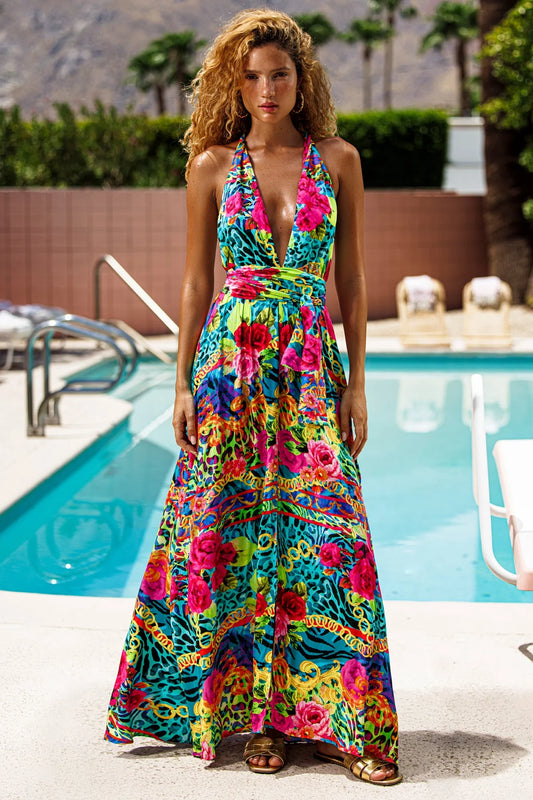 Luli Fama, Wild Blooms, Convertible Maxi Dress