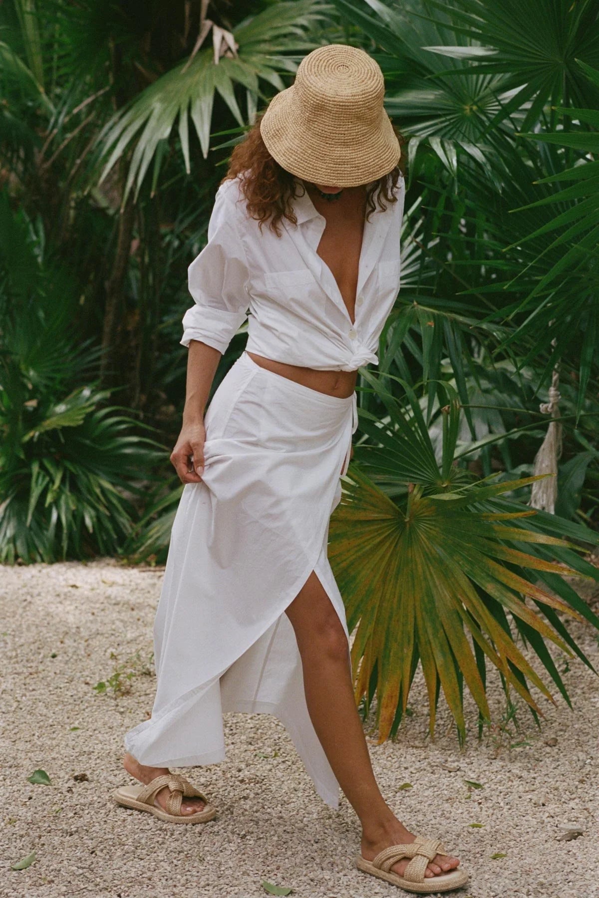 Vitamin A, A Willia Wrap Skirt White Cottom Poplin