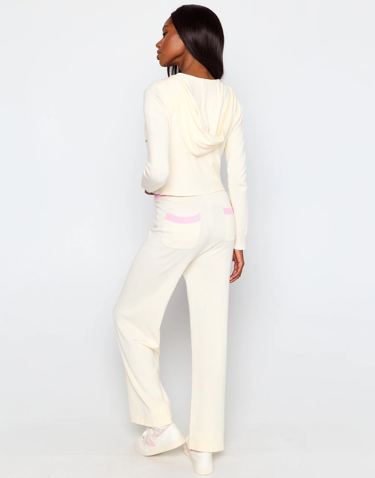 Beach Bunny Swimwear, Colette Knit Stripe Jacket in Off White