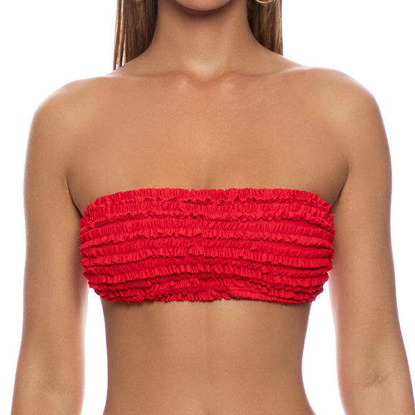 Luli Fama Swimwear, Sweet Love, Free Form Bandeau Top in Red