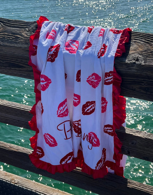 Beach Bunny Swimwear, Beach Towel, Lips of an Angel